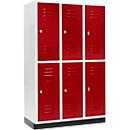 Armario para ropa Schäfer Shop Select, con 3 x 2 compartimentos, 400 mm, con base, cerradura de pestillo giratoria, puerta rojo rubí