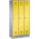 Armário para vestuário Evolo S 3000, 3 compartimentos, aço, altura do rodapé 100 mm, com fechadura, vários tamanhos cores