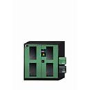 Armario químico asecos CS-CLASSIC-G, puertas batientes con recorte de cristal, frontal reseda verde, ancho 1055 x fondo 520 x alto 1105 mm