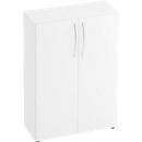 Armario TARA, 3 alturas de archivo, An 800 x P 330 x Al 1144 mm, puertas batientes, 2 estantes, apilable, blanco