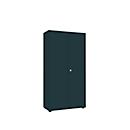 Armoire, 5 OH, 4 étagères, séparation centrale et tringle à vêtements, verrouillable, sans façade acoustique, L 800 x P 450 x H 1930 mm, aggloméré, graphite