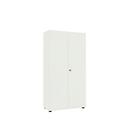 Armoire, 5 OH, 4 étagères, séparation centrale et tringle à vêtements, verrouillable, sans façade acoustique, L 800 x P 450 x H 1930 mm, panneau de particules, blanc