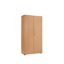 Armoire, 5 OH, 4 étagères, séparation centrale et tringle à vêtements, verrouillable, sans façade acoustique, L 800 x P 450 x H 1930 mm, panneau de particules, hêtre