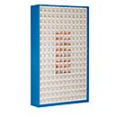 Armoire à bacs de stockage, volume 635 l, 204 bacs de stockage amovibles avec poignée encastrée, L 1270 x P 250 x H 2000 mm, g.bleu/transparent