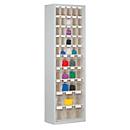 Armoire à bacs, volume 333 l, 43 bacs rabattables amovibles avec poignée encastrée, L 665 x P 250 x H 2000 mm, gris clair/transparent