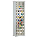 Armoire à bacs, volume 333 l, 69 bacs rabattables amovibles avec poignée encastrée, L 665 x P 250 x H 2000 mm, gris clair/transparent
