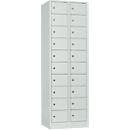 Armoire à casier verrouillable, tôle d'acier, Charnière de porte côté droit, serrure à cylindre, 20 casiers, l. 600 x H 1800 mm, gris cl. RAL 7035/gris cl. RAL 7035