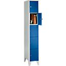Armoire à casiers - 5 casiers - largeur de 300 mm - sur pieds - serrure à cylindre de sécurité - bleu gentiane