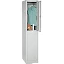 Armoire à casiers, acier, serrure à cylindre, avec porte-étiquette, 2 compartiments, gris clair RAL 7035/gris clair RAL 7035