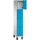 Armoire à casiers Cambio C+P, 1 compartiment, 4 casiers, sur pieds, L 300 x P 525 x H 1980 mm, gris clair/bleu clair