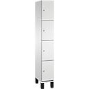 Armoire à casiers Cambio C+P, 1 compartiment, 4 casiers, sur pieds, L 300 x P 525 x H 1980 mm, gris clair