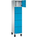 Armoire à casiers Cambio C+P, 1 compartiment, 5 casiers, sur pieds, L 400 x P 525 x H 1980 mm, gris clair/bleu clair