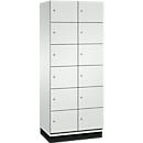 Armoire à casiers Cambio C+P, 2 compartiments, 12 casiers, avec socle, L 800 x P 525 x H 1980 mm, gris clair