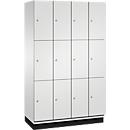 Armoire à casiers Cambio C+P, 4 compartiments, 12 casiers, avec socle, L 1200 x P 525 x H 1980 mm, gris clair