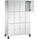 Armoire à casiers Cambio C+P, 4 compartiments, 12 casiers, sur pieds, L 1200 x P 525 x H 1980 mm, gris clair