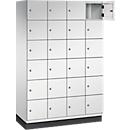 Armoire à casiers Cambio C+P, 4 compartiments, 24 casiers, avec socle, L 1200 x P 525 x H 1980 mm, gris clair