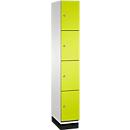 Armoire à casiers Cambio de C+P, 1 compartiment, 4 casiers, avec socle, L 300 x P 525 x H 1980 mm, gris clair/vert clown