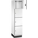 Armoire à casiers Cambio de C+P, 1 compartiment, 4 casiers, avec socle, L 400 x P 525 x H 1980 mm, blanc signalisation/blanc