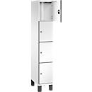 Armoire à casiers Cambio de C+P, 1 compartiment, 4 casiers, sur pieds, L 300 x P 525 x H 1980 mm, blanc signalisation/blanc
