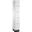 Armoire à casiers Cambio de C+P, 1 compartiment, 5 casiers, avec socle, L 300 x P 525 x H 1980 mm, gris clair