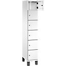 Armoire à casiers Cambio de C+P, 1 compartiment, 6 casiers, sur pieds, L 300 x P 525 x H 1980 mm, blanc signalisation