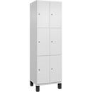 Armoire à casiers Cambio de C+P, 2 compartiments, 6 casiers, sur pieds, L 600 x P 525 x H 1980 mm, blanc trafic