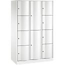 Armoire à casiers combinés Resisto de C+P, 3 compartiments, 10 casiers, L 1148 x P 540 x H 1950 mm, blanc trafic