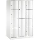 Armoire à casiers combinés Resisto de C+P, 3 compartiments, 10 casiers, L 1148 x P 640 x H 1950 mm, blanc trafic