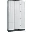 Armoire à casiers combinés Resisto de C+P, 3 compartiments, 10 casiers, L 1148 x P 640 x H 1950 mm, gris anthracite/gris clair