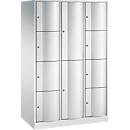 Armoire à casiers combinés Resisto de C+P, 3 compartiments, 10 casiers, L 1148 x P 640 x H 1950 mm, gris clair/bleu clair