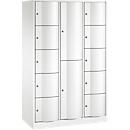 Armoire à casiers combinés Resisto de C+P, 3 compartiments, 12 casiers, L 1148 x P 540 x H 1950 mm, blanc trafic