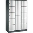 Armoire à casiers combinés Resisto de C+P, 3 compartiments, 12 casiers, L 1148 x P 540 x H 1950 mm, gris anthracite/gris clair
