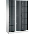 Armoire à casiers combinés Resisto de C+P, 3 compartiments, 12 casiers, L 1148 x P 540 x H 1950 mm, gris clair/gris anthracite