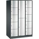 Armoire à casiers combinés Resisto de C+P, 3 compartiments, 12 casiers, L 1148 x P 640 x H 1950 mm, gris anthracite/gris clair