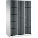 Armoire à casiers combinés Resisto de C+P, 3 compartiments, 12 casiers, L 1148 x P 640 x H 1950 mm, gris clair/gris anthracite