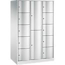 Armoire à casiers combinés Resisto de C+P, 3 compartiments, 12 casiers, L 1148 x P 640 x H 1950 mm, gris clair