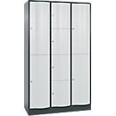 Armoire à casiers combinés Resisto de C+P, 3 compartiments, 8 casiers, L 1148 x P 540 x H 1950 mm, gris anthracite/gris clair