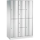 Armoire à casiers combinés Resisto de C+P, 3 compartiments, 8 casiers, L 1148 x P 540 x H 1950 mm, gris clair