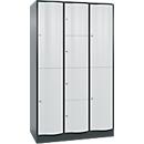 Armoire à casiers combinés Resisto de C+P, 3 compartiments, 8 casiers, L 1148 x P 640 x H 1950 mm, gris anthracite/gris clair
