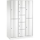 Armoire à casiers combinés Resisto de C+P, 3 compartiments, 9 casiers, L 1148 x P 540 x H 1950 mm, blanc trafic