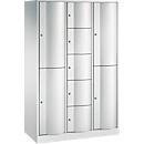 Armoire à casiers combinés Resisto de C+P, 3 compartiments, 9 casiers, L 1148 x P 540 x H 1950 mm, gris clair/vert clown