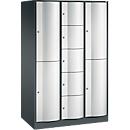 Armoire à casiers combinés Resisto de C+P, 3 compartiments, 9 casiers, L 1148 x P 640 x H 1950 mm, gris anthracite/gris clair