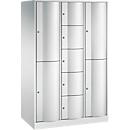 Armoire à casiers combinés Resisto de C+P, 3 compartiments, 9 casiers, L 1148 x P 640 x H 1950 mm, gris clair