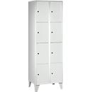 Armoire à casiers pour objets de valeur 300 mm, 2 compartiments, 8 casiers, serrure à cylindre de sécurité, pied, gris clair