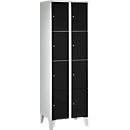 Armoire à casiers pour objets de valeur 300 mm, 2 compartiments, 8 casiers, serrure à cylindre de sécurité, pied, noir ébène