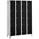 Armoire à casiers pour objets de valeur 300 mm, 4 compartiments, 20 casiers, serrure à cylindre de sécurité, pied, noir ébène
