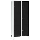 Armoire à casiers pour objets de valeur 400 mm, 2 compartiments, 6 casiers, serrure à cylindre de sécurité, pied, noir ébène
