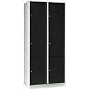 Armoire à casiers pour objets de valeur 400 mm, 2 compartiments, 6 casiers, serrure à cylindre de sécurité, sur socle, noir ébène