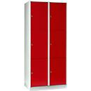 Armoire à casiers pour objets de valeur 400 mm, 2 compartiments, 6 casiers, serrure à cylindre de sécurité, sur socle, rouge feu
