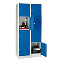 Armoire à casiers pour objets de valeur 400 mm, 2 compartiments, 8 casiers, serrure à cylindre de sécurité, sur socle, bleu gentiane